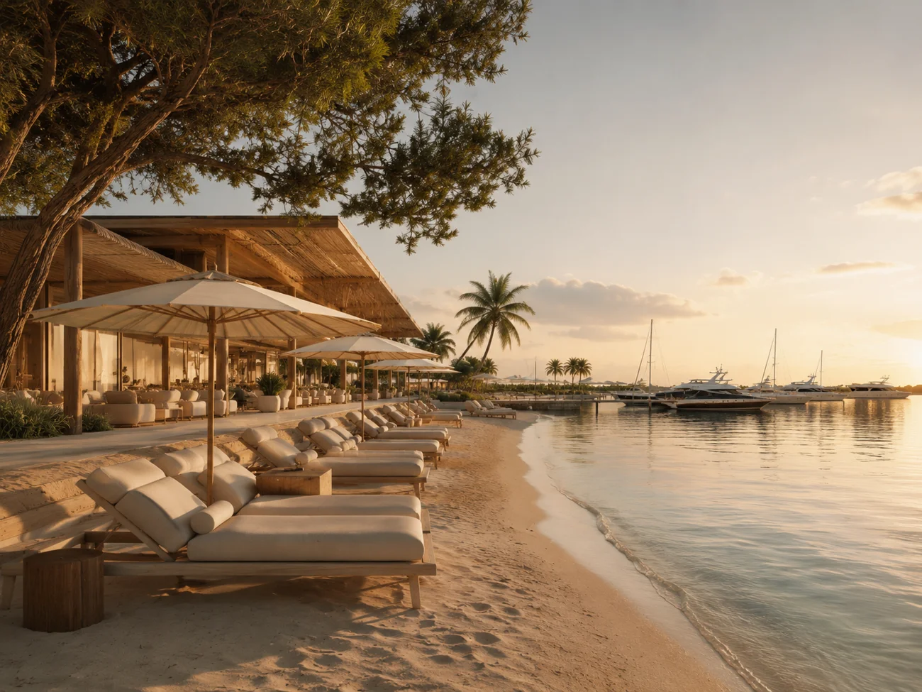 Illustrative coastal leisure setting